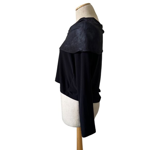 Sympli Black Long Sleeve Draped Collar Top Womens Size 6 - Picture 5 of 9